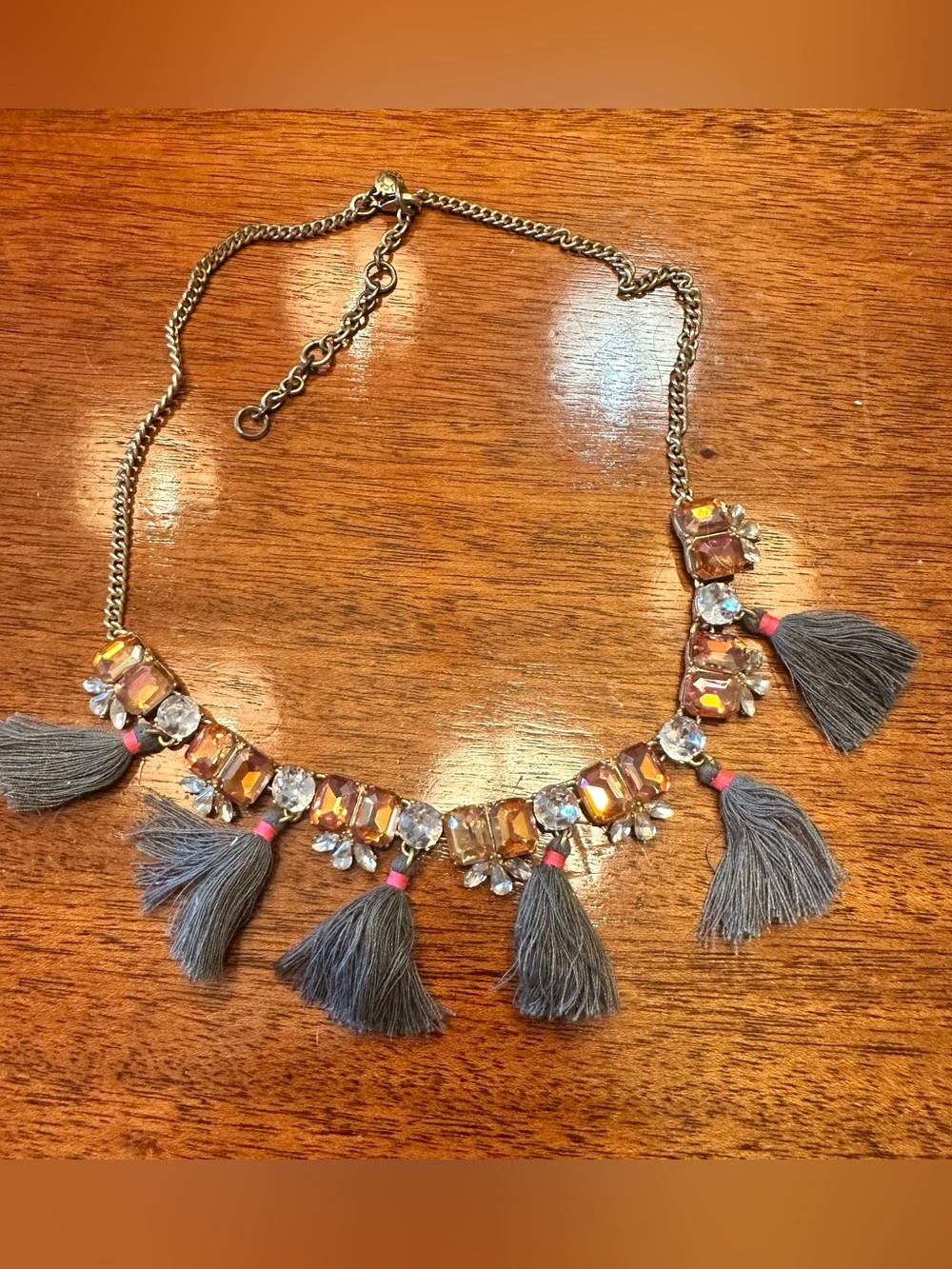 J. Crew Rhinestone Necklace with Tassels
